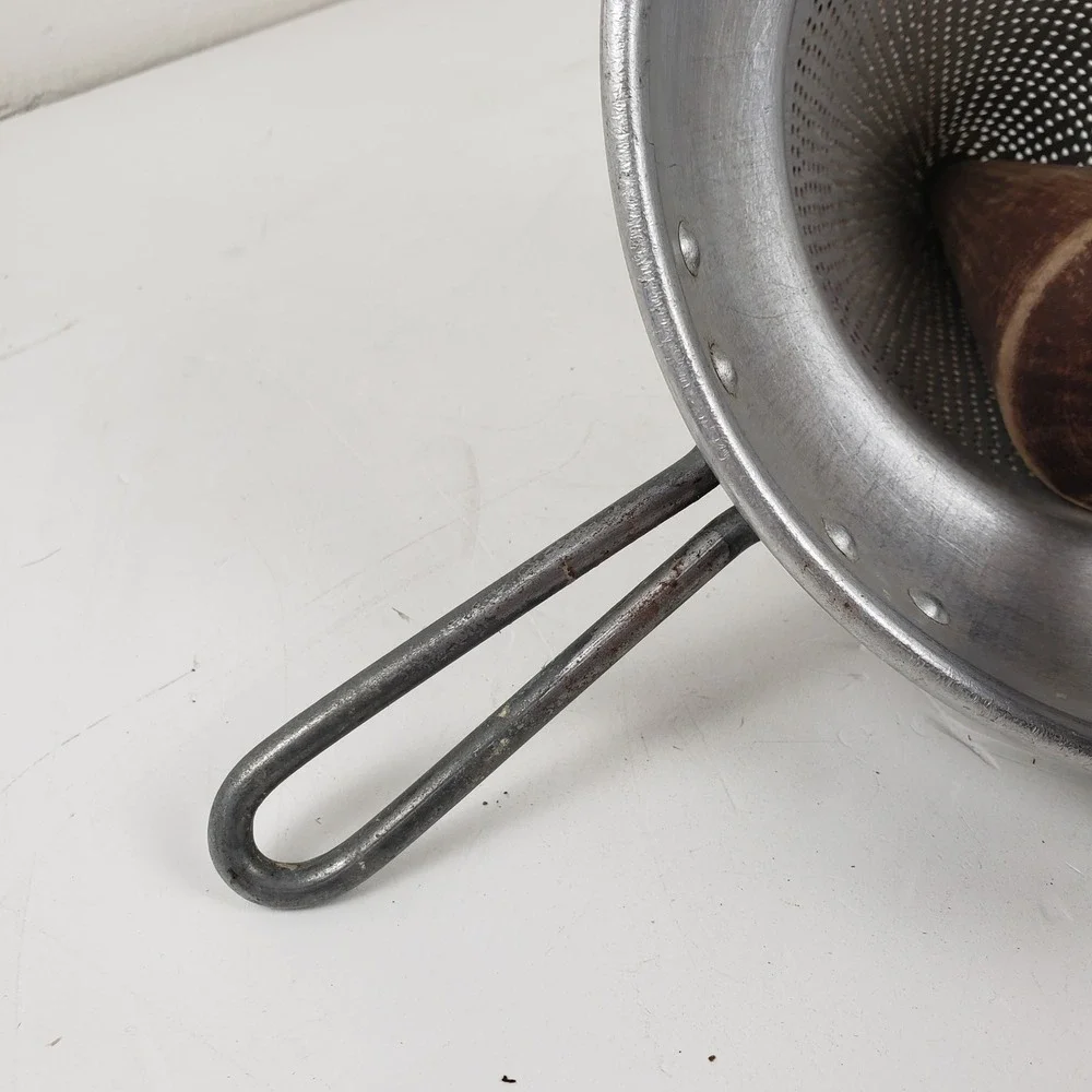 Vintage Wear-Ever No 462 Aluminum Chinois Sieve Set With Wood Pestle No Legs